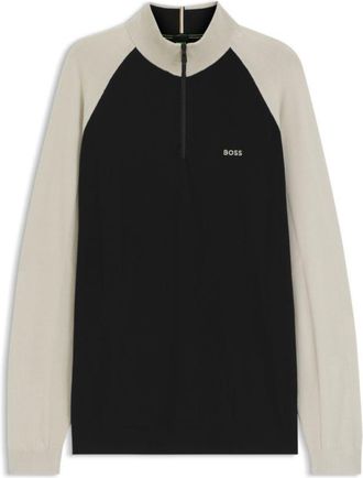 BOSS Color-blocked sweater with zipper neck