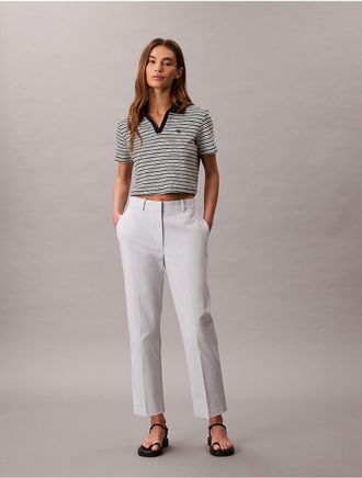 Calvin Klein Womens Cotton Stretch Straight Fit Chino Pants - Blue - 10