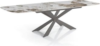 Oresteluchetta Mesa extensible cer&aacute;mica/acero &oacute;nix-platino 75,5x80x120-180 cm