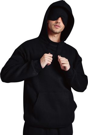 Generic Men Airplane Mode Travel Hoodie with Eye Mask Oversized Fleece Hooded Comfort Airplane Blanket Sweatshirt Outfits (UK, Alpha, L, Regular, Regular, Bla