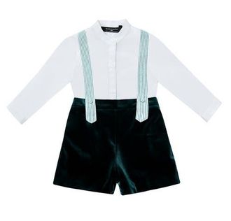 Moustache Belmont Velvet Suspender Set in Green at Nordstrom, Size 18M