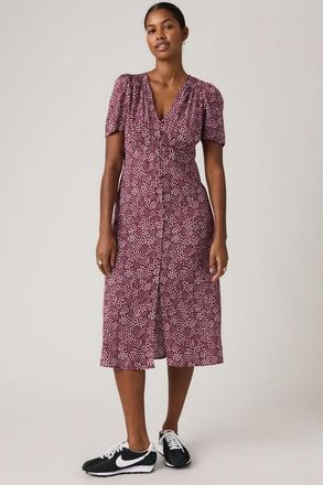 Levi's Abito midi Paola a manica corta - Donna - L - Rosso / Connie Ditsy Dot Tawny Port