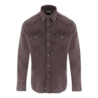 Alessandro Gherardi Ribbed Cotton Shirt - Heren - Spijkeroverhemden - Bruin - M - Katoen - Overhemden