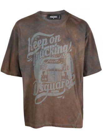 Dsquared2 graphic-print cotton T-shirt - men - Cotton - S - Brown