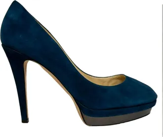 Jimmy Choo London Platform Pumps in Blue Suede