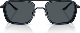 Emporio Armani 54mm Square Sunglasses in Matte Black /Blue at Nordstrom