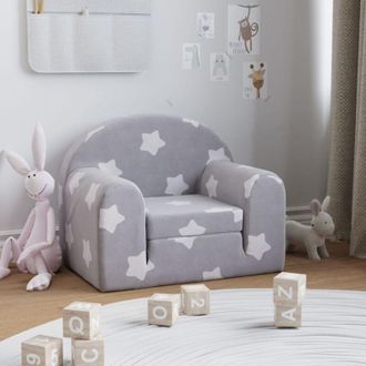 vidaXL Vidaxl - Divano Letto Bambini Grigio Chiaro con Stelle Morbido Peluche