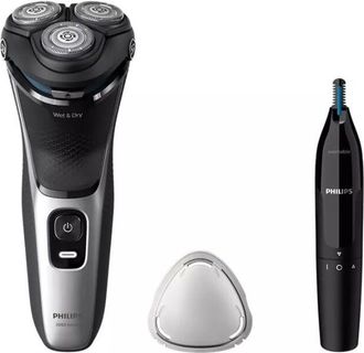 Philips Shaver Serie 3000 S3143/02 rasoio elettrico a secco/umido + rifinitore naso/orecchie