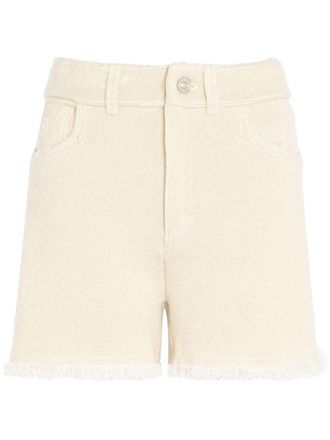 Barrie fine-knit fringe-detail shorts - Neutrals