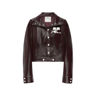 Courr&egrave;ges Vinyl-effect Logo-plaque Cropped Jacket