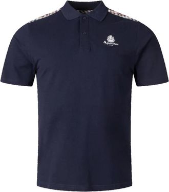 Aquascutum Check Details Polo Shirt Navy - Heren - Polos - Blauw - 2XL - Katoen - Tops