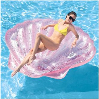 Intex Trade Shop - Materassino Isola Gonfiabile Conchiglia Glitter Pvc Mare Piscina 178x165cm
