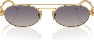 Miu Miu 0mu 54zs Oval Gold-Toned Metal Sunglasses