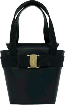 Ferragamo Pre-owned Leren Tote Tas - Dames - Vintage Mini Tas - Zwart - ONE Size - Leer - Vintage