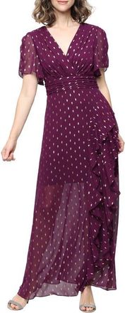 S.L. Fashions Foil Print Dress in Italian Plum at Nordstrom, Size 16