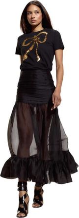 Cynthia Rowley Serafina Silk Skirt - Dames - Midirokken - Zwart - 3XS - Organza - Rokken