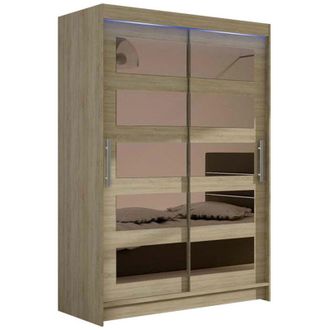 Mirjan24 Mobilier1 - Armario Closico 111, Roble Sonoma, 200x120x58cm, Puertas De Armario: Correderas, N&uacute;mero De Estantes: 0, Led