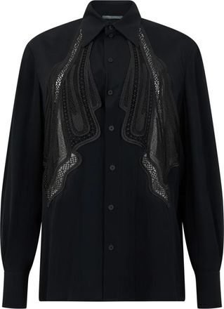 Alberta Ferretti Shirt met kraag - Dames - Overhemden - Zwart - S - Leer - Overhemden
