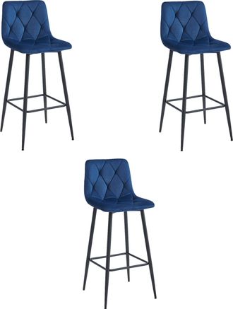 OEM Taburete Nado - Terciopelo Azul Marino / Patas Negras X 3