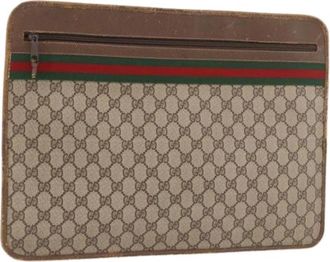 Gucci Pre-owned Vintage GG Canvas Clutch - Dames - Vintage Clutch - Beige - ONE Size - Leer - Vintage