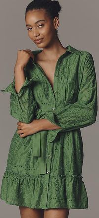 Greylin Tabitha Long-Sleeve Embroidered Mini Dress