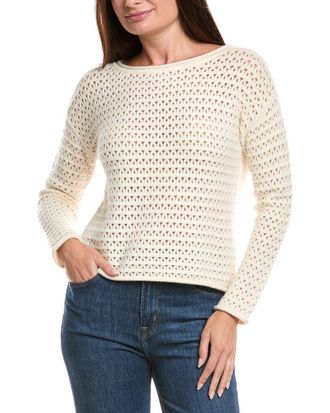 The Cashmere Project The Cashmere Project Boat Neck Pointelle Cashmere Sweater