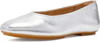 FitFlop Delicato High-Cut Soft-Leather Ballet Flats Womens Dress Flat Shoes Silver : 10 M (B)
