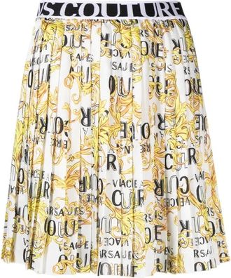 Versace Jeans Couture Witte Twill Rok Polyester Samenstelling - Dames - Korte rokken - Veelkleurig - 2XS - Polyester - Rokken