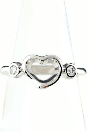 Tiffany & Co. Open Heart Silver Platinum 950 Band Ring (Pre-Owned)