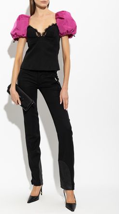 Dsquared2 Wool Top With Puffed Sleeves, Womens, Black