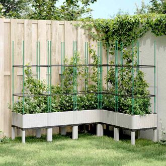vidaXL Jardinera Con Enrejado Pp Blanco 160x120x142,5 Cm Vidaxl