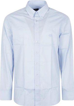 Etro Long Sleeve Pegaso Logo Roma Button Down Shirt - Heren - Zakelijke Overhemden - Blauw - L - Katoen - Overhemden