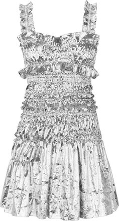 Cecilie Bahnsen mini smock metallic dress - women - Cotton - 6 - Silver