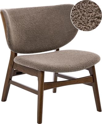 Beliani Sill&oacute;n De Estilo Tradicional Asiento Tapizado De Boucl&eacute; Marr&oacute;n Oscuro Y Gris Pardo Day
