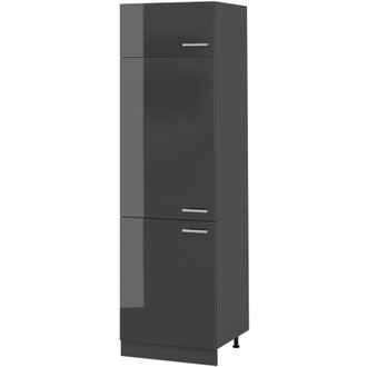 Vicco Armario para frigorífico empotrado R-Line, Antracita alto brillo, 60 cm