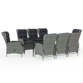 vidaXL Juego De Comedor De Jard&iacute;n 9 Piezas Gris Claro Vidaxl