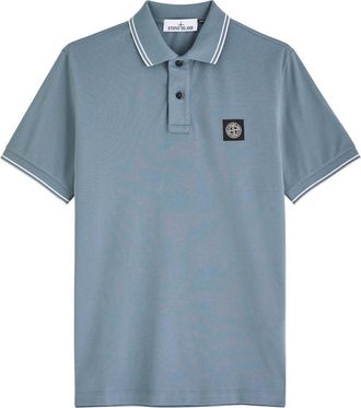 Stone Island Piqué Cotton Polo Shirt - Dark Blue - S