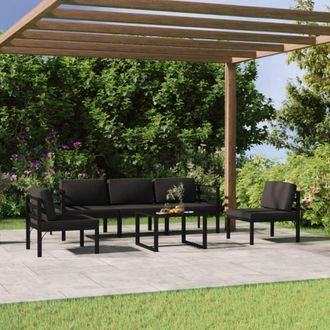 vidaXL Set Muebles De Jard&iacute;n 6 Pzas Y Cojines Aluminio Gris Antracita Vidaxl