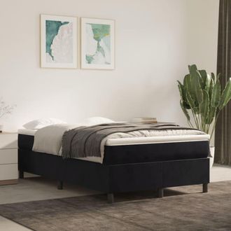 vidaXL Cama Box Spring Con Colch&oacute;n Terciopelo Negro 120x200 Cm Vidaxl