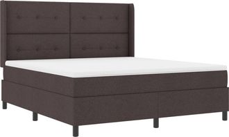 vidaXL Box Spring Bed with Mattress Dark brown 180 x 200 cm Fabric Vidaxl