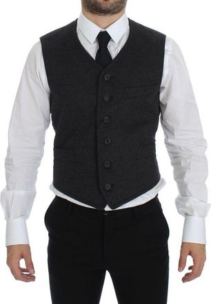 Dolce & Gabbana Mens Wool Vest Classic Style - Dark Grey - Size EU 48 (Mens)