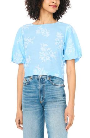 Vince Camuto Floral Puff Sleeve Top in Bright Periwinkle at Nordstrom, Size X-Large
