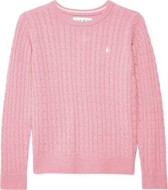Jack Wills Dames/Dames Tinsbury Kabelgebreide Trui van Merinowol met Lange Mouwen (Roze)