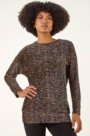 Roman Animal Print Bubble Hem Top