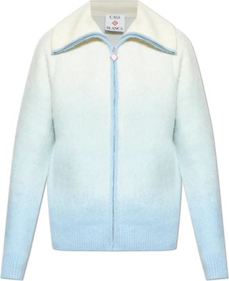 Casablanca Fluffy Gradient Mohair Zip Jacket - Heren - Vesten - Blauw - M - Wol - Truien & Vesten
