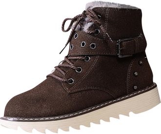 Generic Coffee Ladies Versatile Snow Warm Boots Lightweight Thick Soled Lace Up for Outdoor and Indoor Activities in Winter Months Great for Walking and Stand