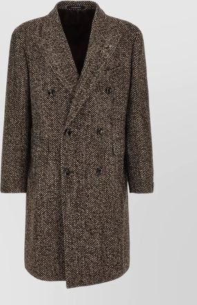 Tagliatore wool herringbone double-breasted coat