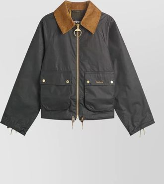 Barbour waxed cotton cropped fitted jacket