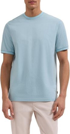 Bugatchi Crewneck Pima Cotton T-Shirt in Teal at Nordstrom, Size Xx-Large