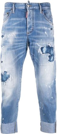 Dsquared2 distressed cropped jeans - men - Elastane/Polyester/Cotton/Cotton - 52 - Blue